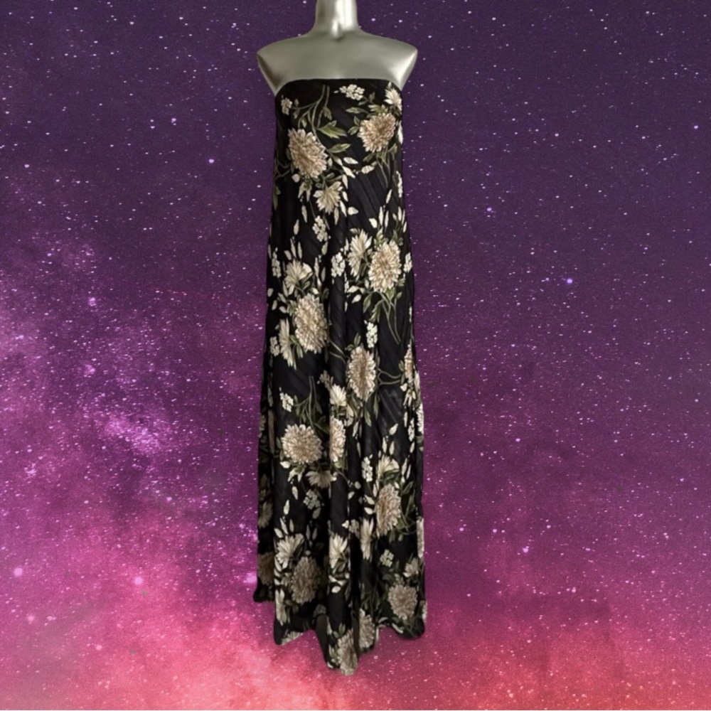 BCBGMaxAzria Black Floral Maxi Dress